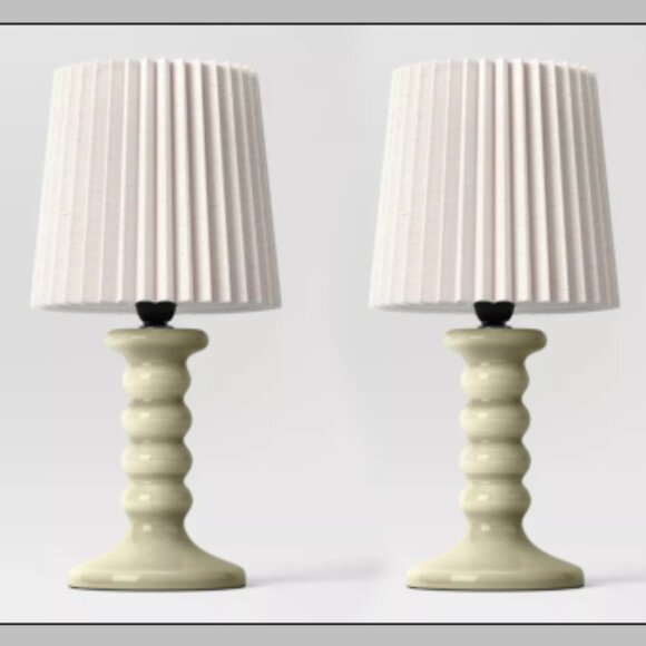 Mini Stick Table Lamp with Pleated Shade - Brand New - Picture 1 of 6